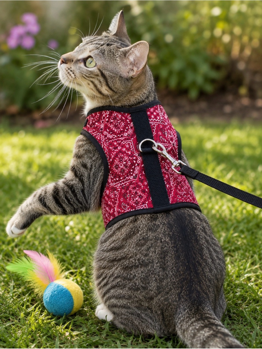 Kitty Holster Cat Harness Red Bandana Print - Size S/M